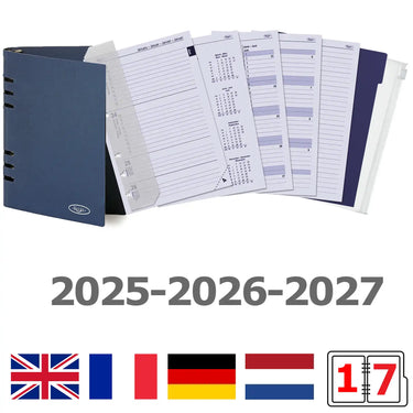 6407-26-27-28 210 x 144 mm A5 6 Ring Agenda Week de remplissage NL EN (un peu de rouille sur le ringbinder!) + Dossier de stockage 2025 2026 2027 (Copie)